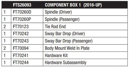 Fabtech 2014-24 Toyota 4Runner 6in Lift Kit Component Box 1 - FTS26093 Fabtech