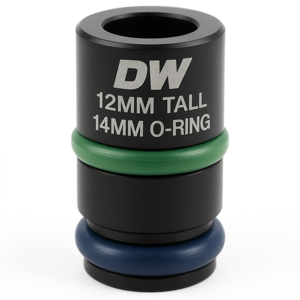 Deatschwerks 12mm Tall - 14mm O-Ring EV14 Fuel Injector Top Height Extension