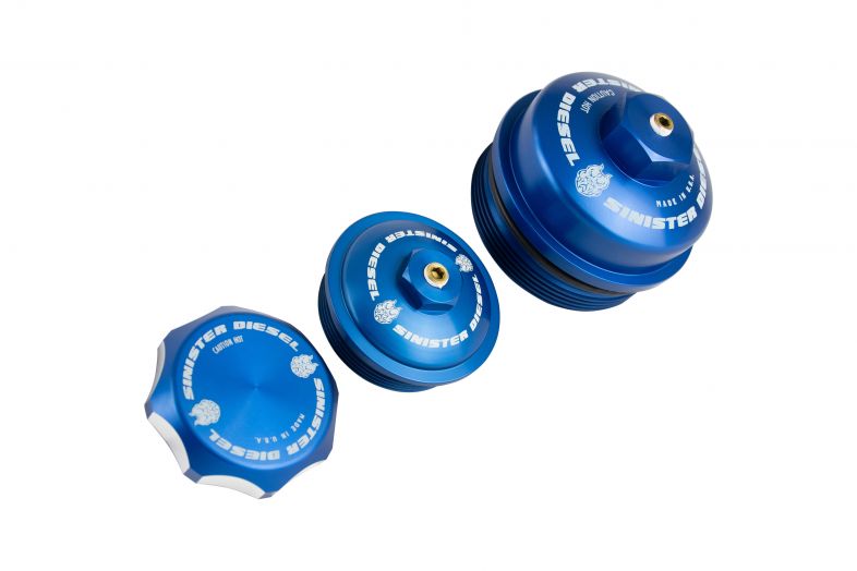 Sinister Diesel Billet Blue Cap Kit for 2003-2007 Ford Powerstroke 6.0L Sinister Diesel