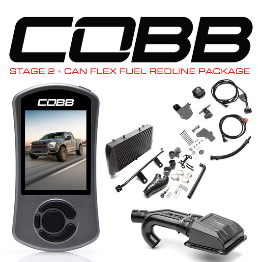 Cobb 17-20 Ford F-150 Ecoboost Raptor Stage 2+ CAN Flex Fuel Redline CF Power Package - Black - FOR0050020BK-RED-FF