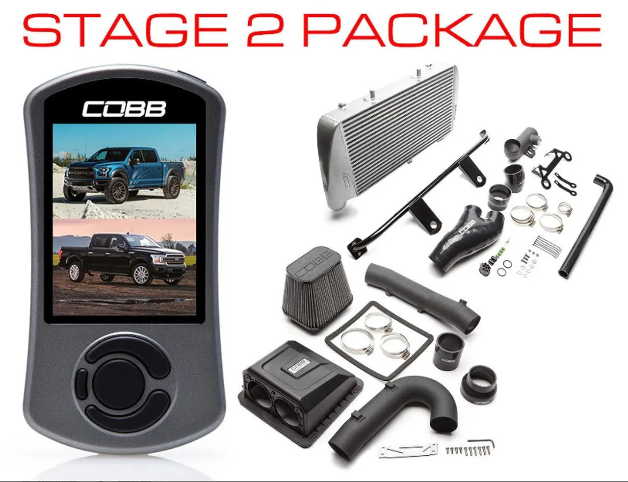COBB 17-20 Ford F-150 Raptor Stage 2 Redline Carbon Fiber Power Package w/TCM - Silver FOR0050020SL-TCM-RED COBB