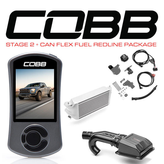 Cobb 17-20 Ford F-150 Ecoboost Raptor Stg2+ CAN Flex Fuel Redline CF Power Pkg (OE Loc I/C) - Silver - FOR0050S20SL-RED-FF