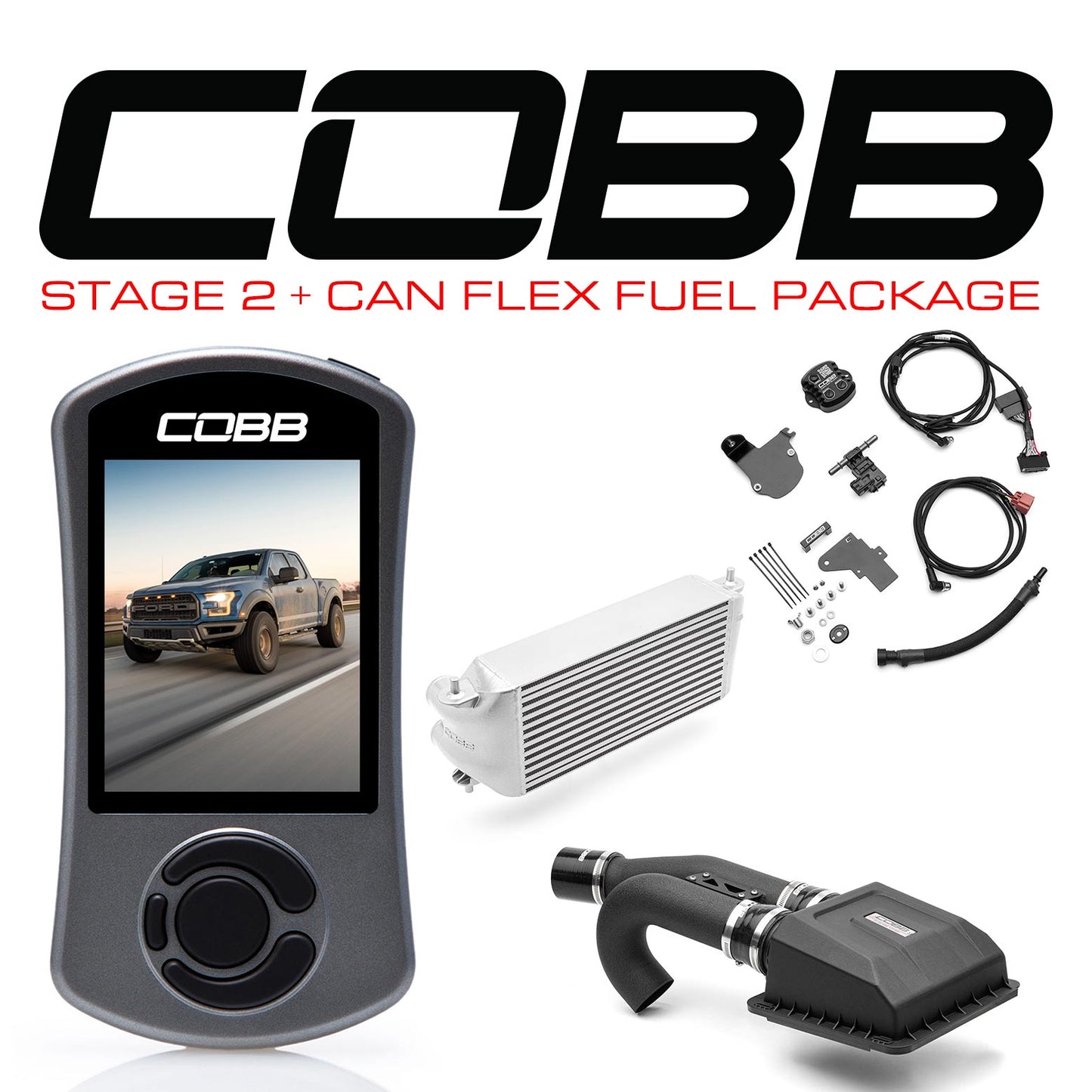 Cobb 17-20 Ford F-150 Ecoboost Raptor w/TCM Stg2+ CAN FF Power Pkg (OE Loc I/C) - Silver - FOR0050S20SL-TCM-FF