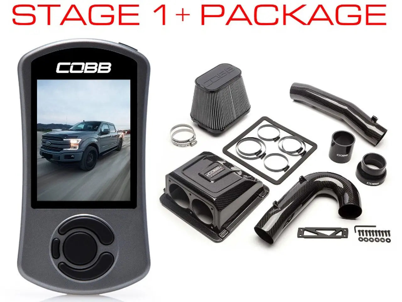COBB 17-19 Ford F-150 EcoBoost 3.5L Stage 2 Redline Carbon Fiber Power Package w/TCM - Black FOR0060020BK-TCM-RED COBB