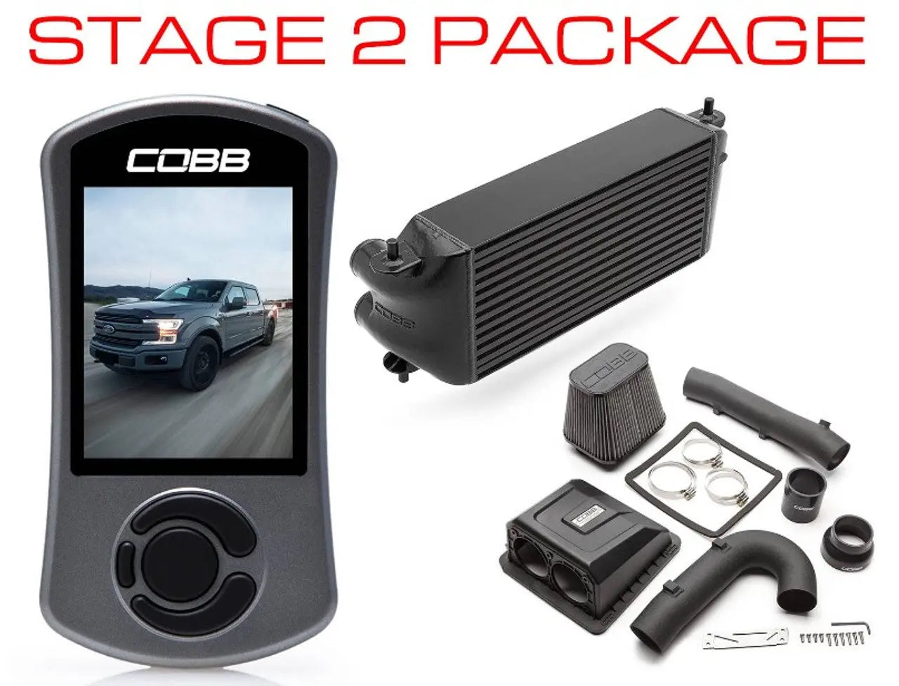 COBB 17-19 Ford F-150 EcoBoost 3.5L Stage 2 Power Package w/TCM - Black FOR0060S20BK-TCM COBB