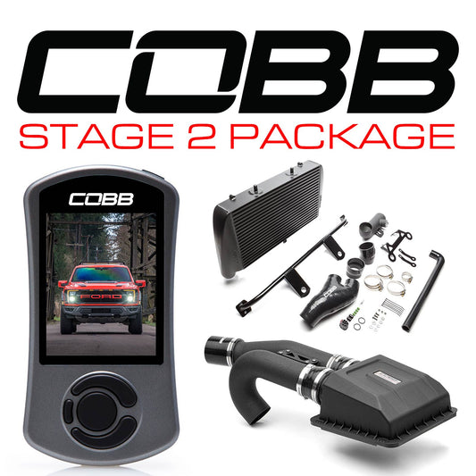 Cobb 21-22 Ford F-150 Raptor Stage 2 Power Package w/FMIC (w/ HCT Intake) - Blk - FOR0100020BK