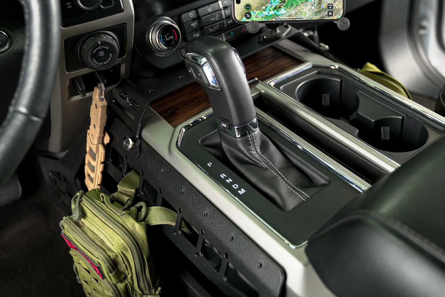 DV8 Offroad 15-21 Ford F150 / 17-21 Ford F250/F350 Center Console Molle Panels & Device Mount CCFF-01