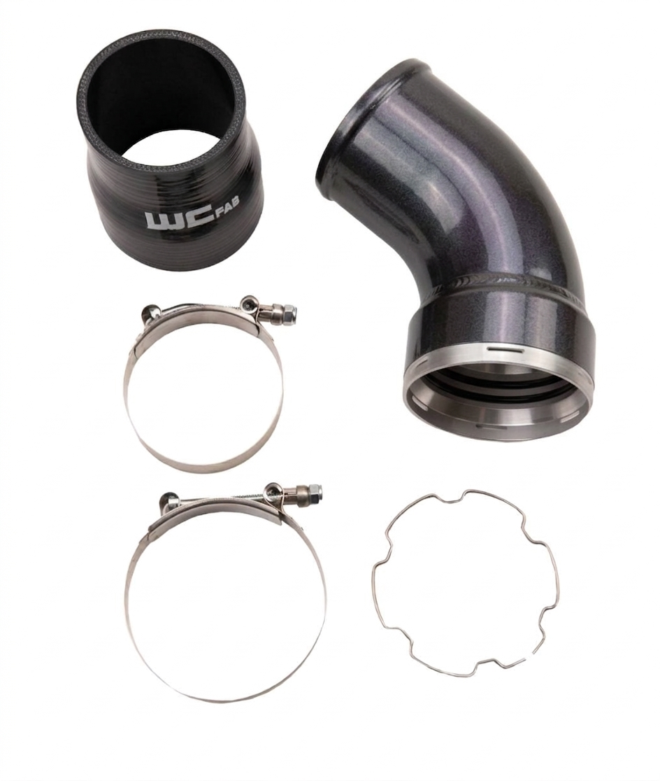 Wehrli WCF100466-GB 3.5 inch intercooler outlet elbow kit passenger side gloss black LBZ LMM Duramax
