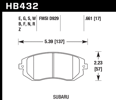 Hawk Performance Ceramic Front Brake Pads - HB432Z.661 Hawk Performance