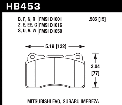 Hawk Performance DTC-50 Front Brake Pads - HB453V.585