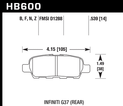 Hawk Performance HPS 5.0 Rear Brake Pads - HB600B.539