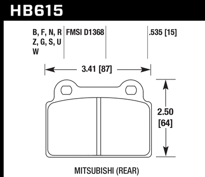 Hawk Performance HP+ Rear Brake Pads - HB615N.535 Hawk Performance