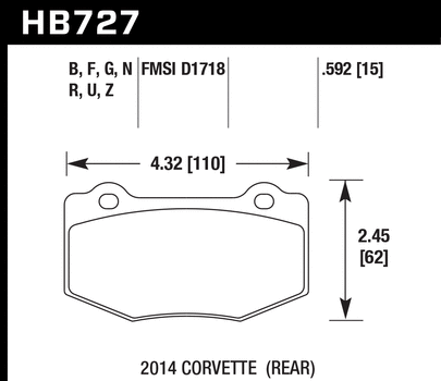 Hawk Performance DTC-70 Rear Brake Pads - HB727U.592