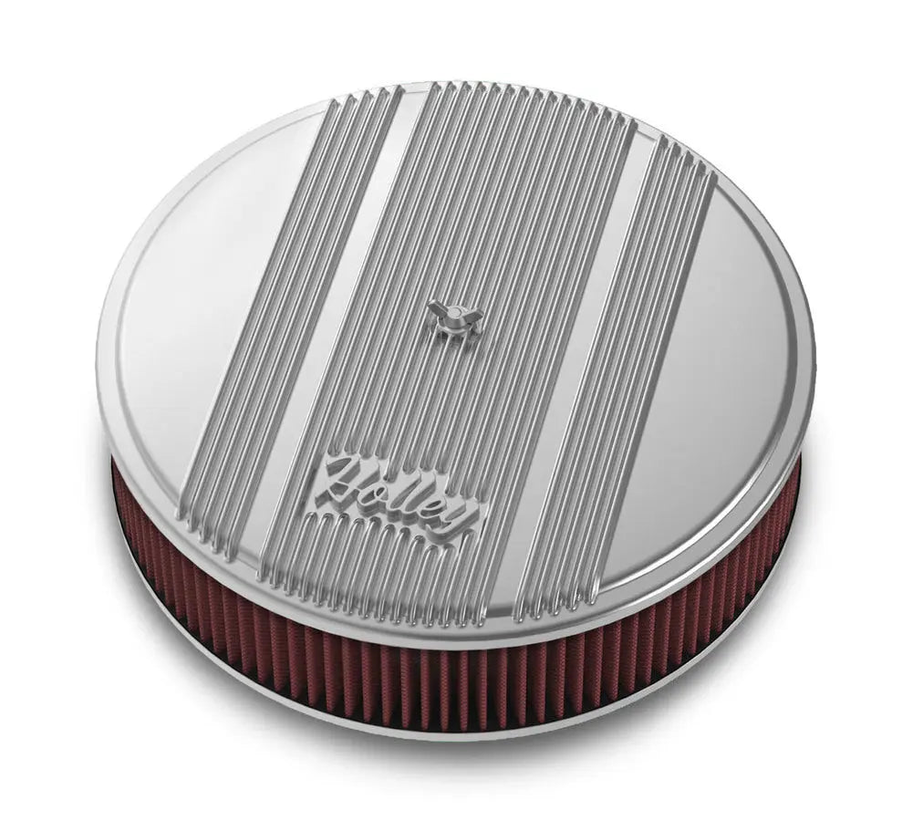 Holley 14x3 Die Cast Finned Alm Air Cleaner  Polished - 120-151