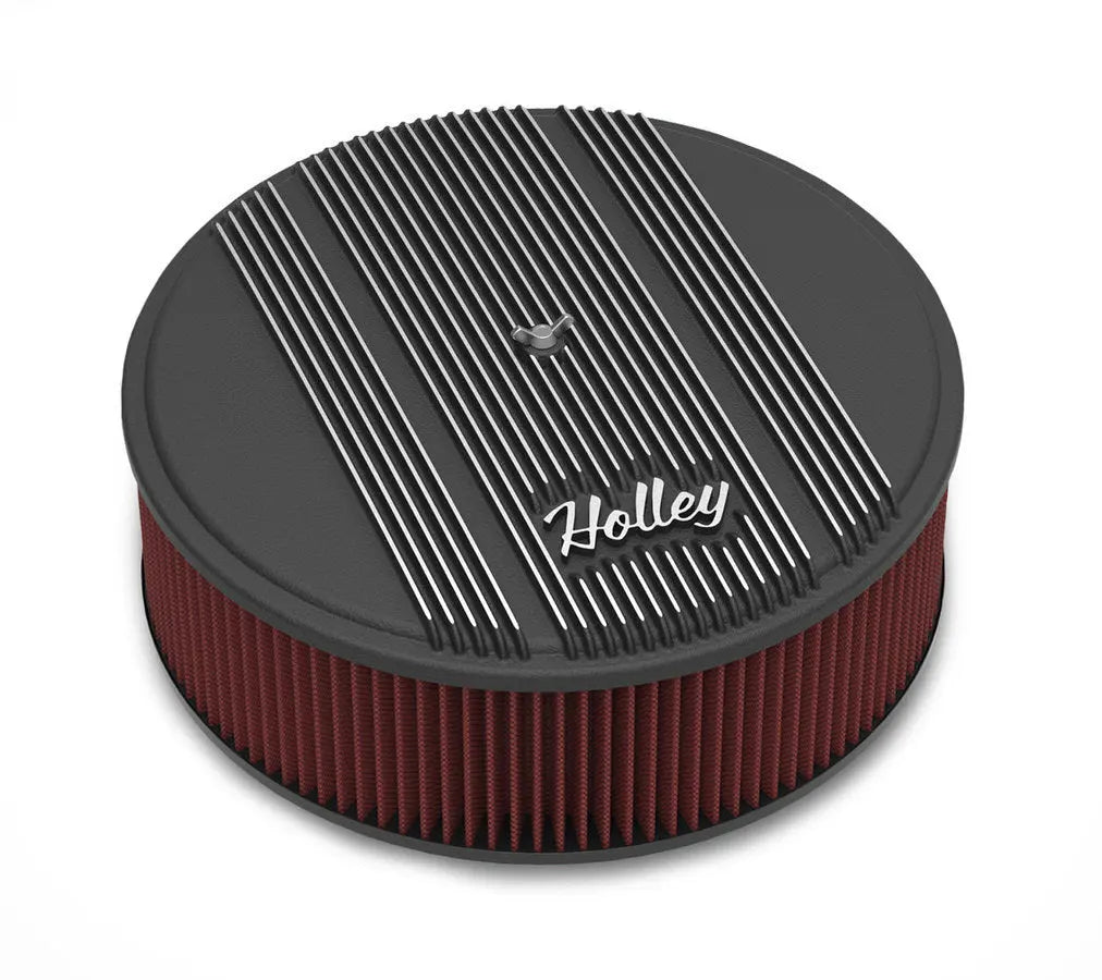 Holley 14x4 Die Cast Finned Alm Air Cleaner  Black - 120-157