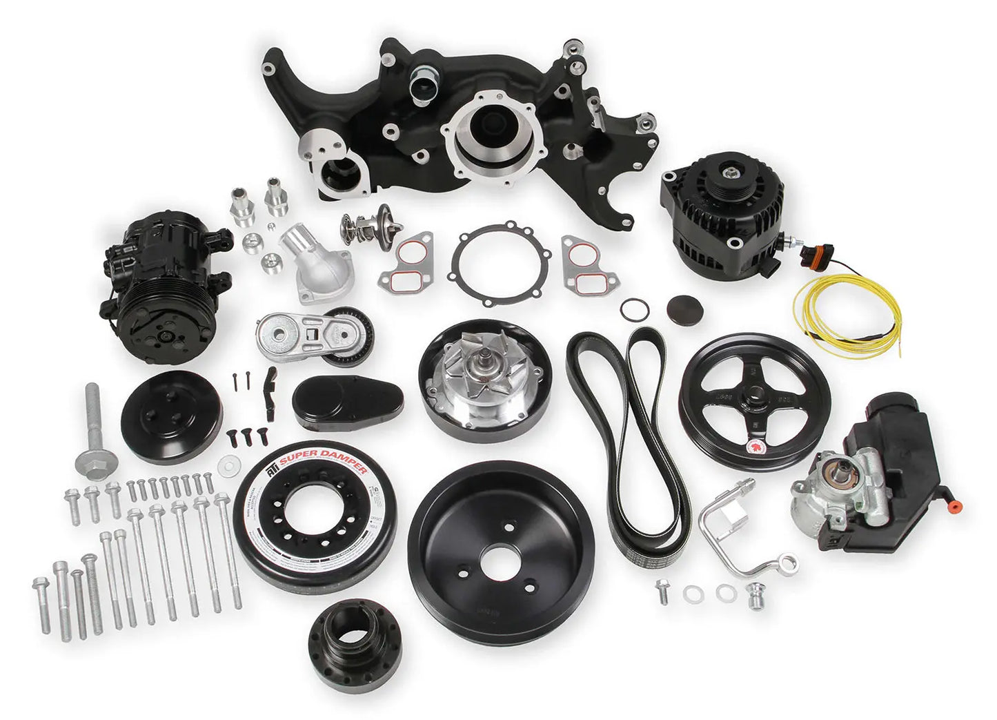 Holley GM LS Mid Mount Complete Accessory Kit - Black - 20-180BK