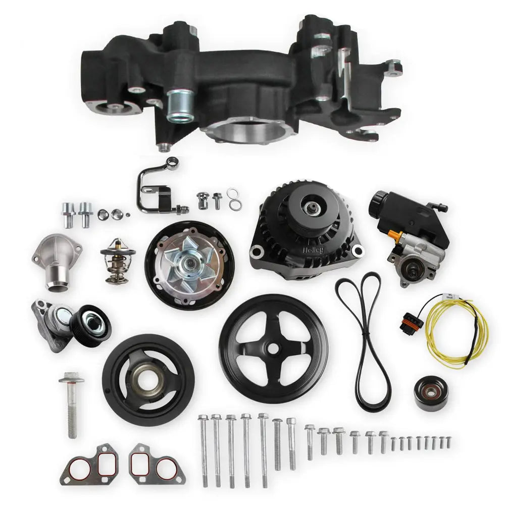 Holley Mid Mount Accesory Sys. GM LS Engine - Black - 20-186BK