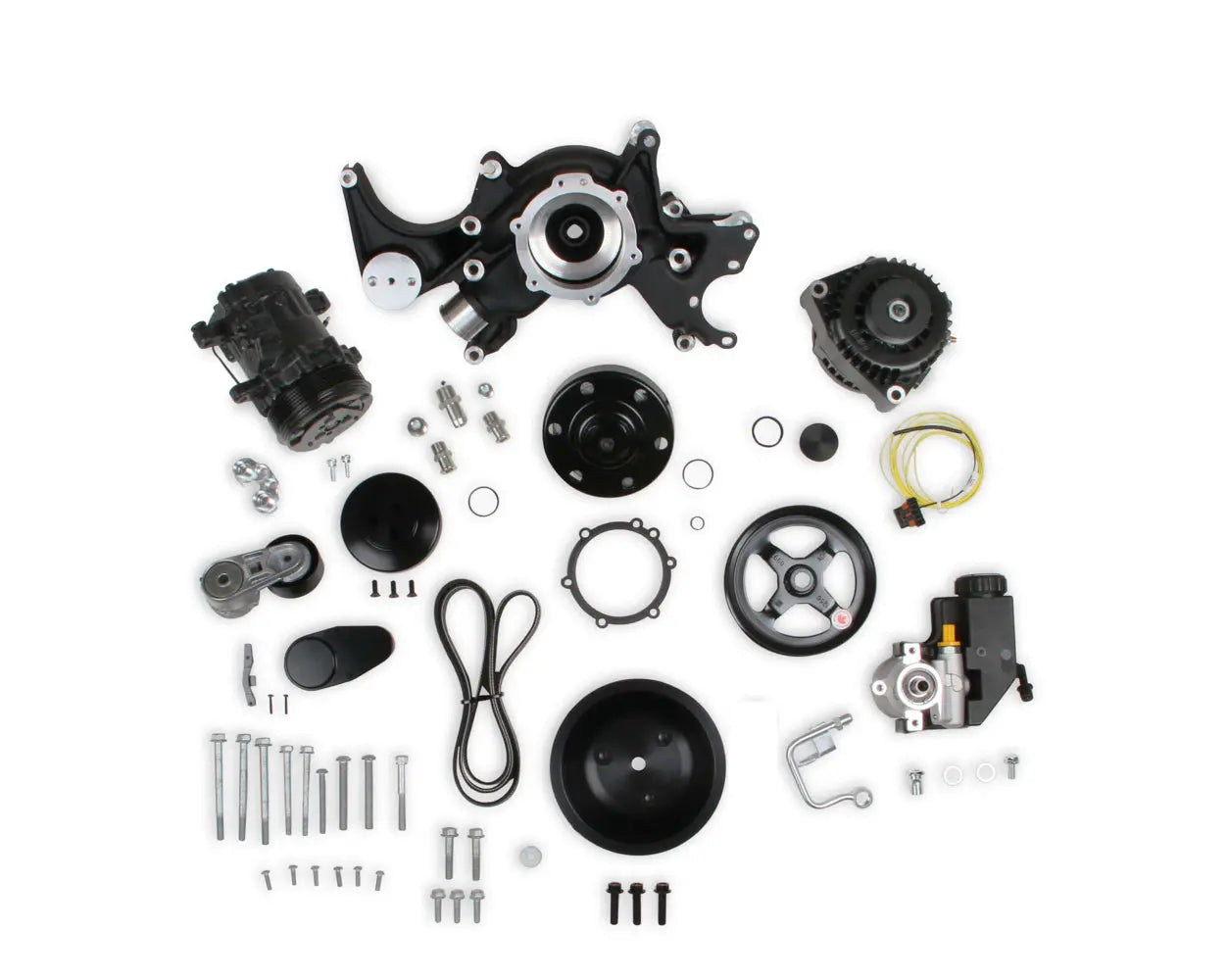 Holley Mid-Mount Acc. Drive Sys SBC - Black Finish - 20-240BK