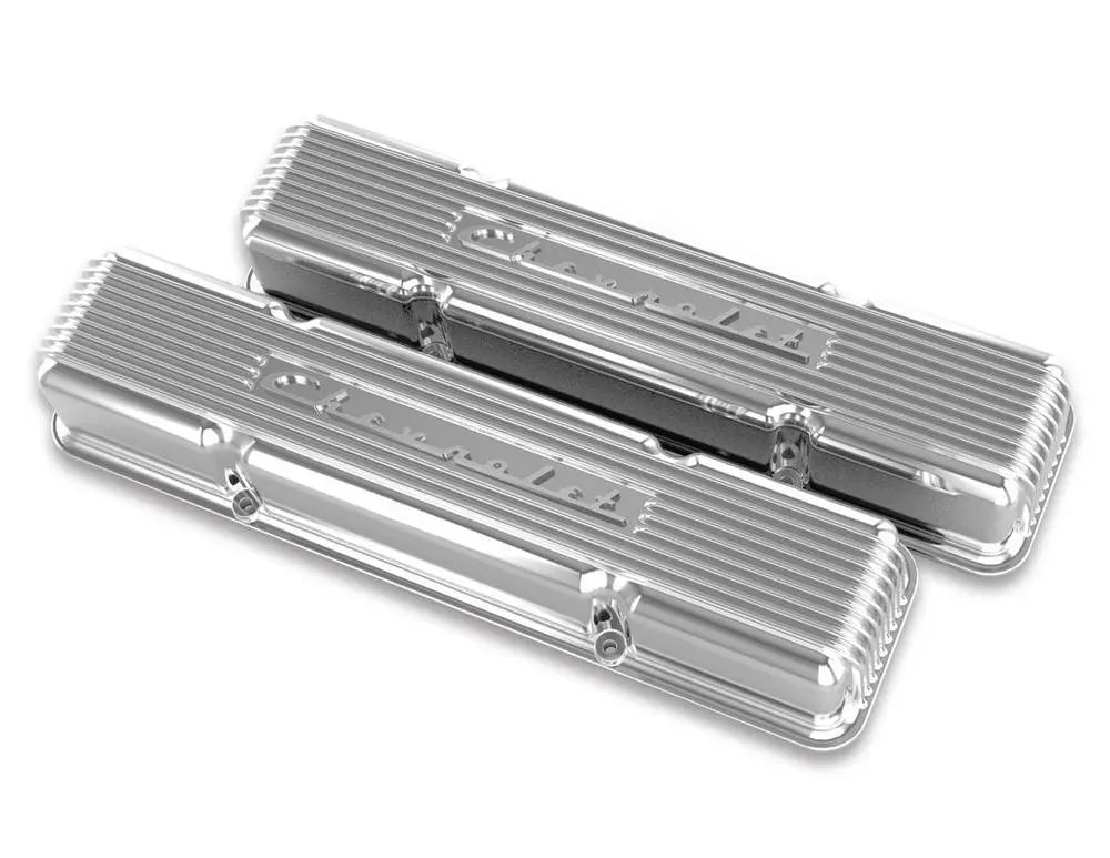 Holley SBC Valve Covers Finned Vintage Series Polished - 241-107