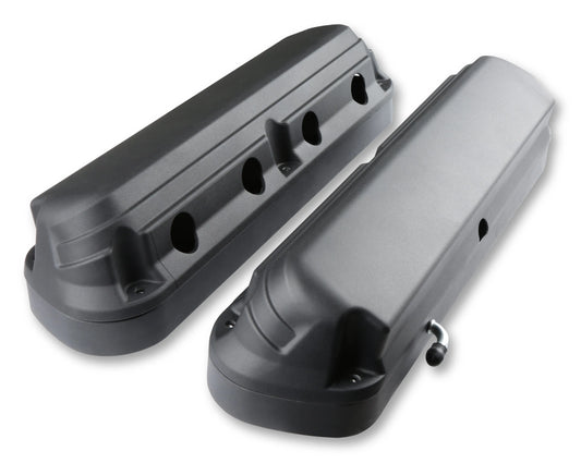 Holley 2-Piece Alm Valve Cover Set GM LS Black Finish - 241-187