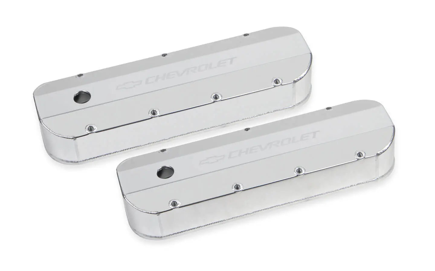 Holley BBC Billet Rail Fab. Alm Valve Covers w/.125 Hole - 241-278
