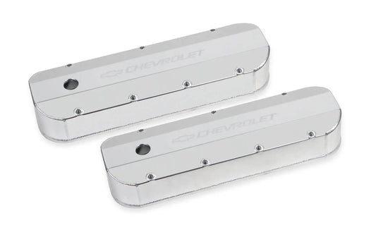 Holley BBC Billet Rail Fab. Alm Valve Covers w/.125 Hole - 241-278