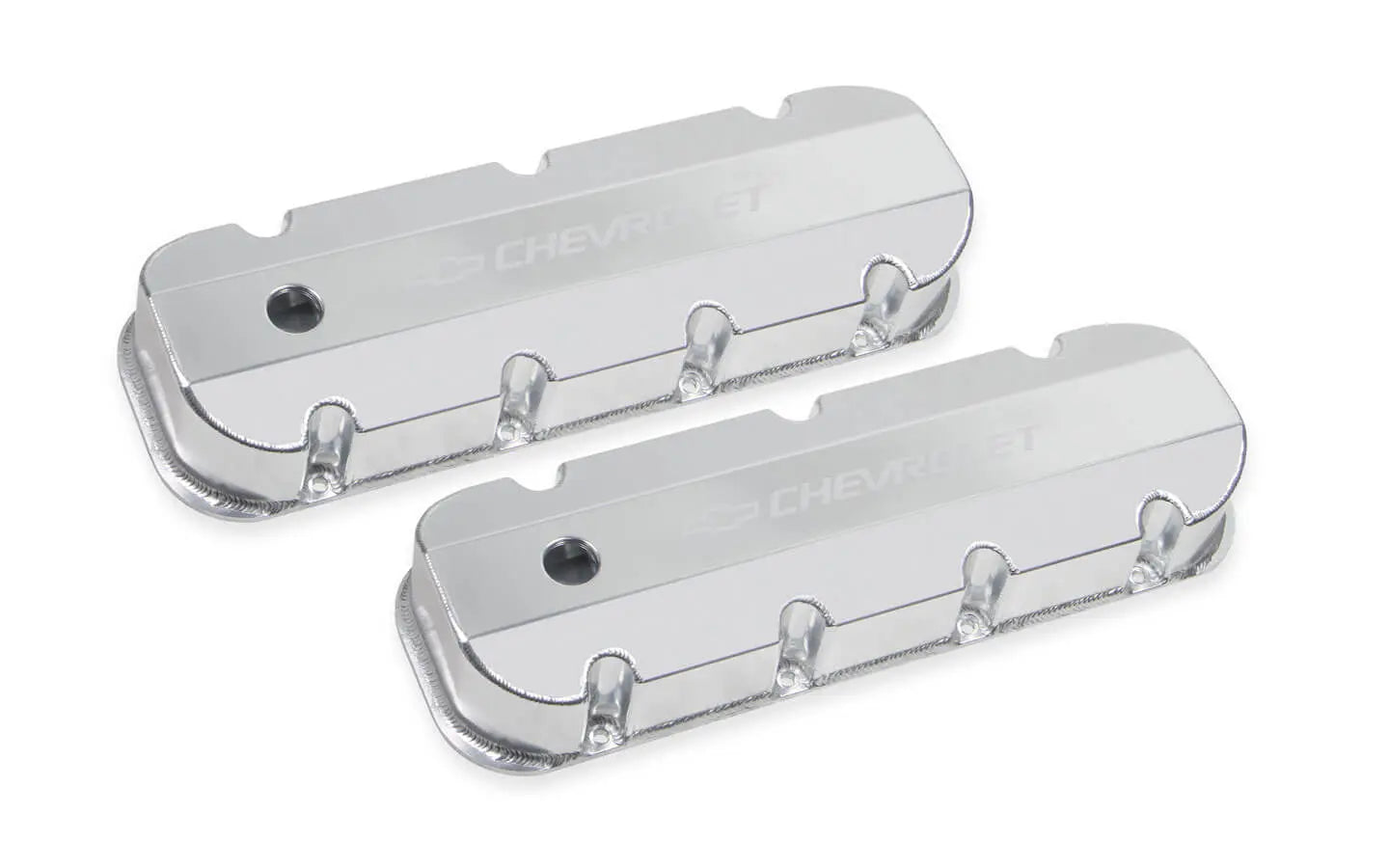 Holley BBC Billet Rail Fab. Alm Valve Covers w/.125 Hole - 241-280