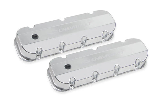 Holley BBC Billet Rail Fab. Alm Valve Covers w/.125 Hole - 241-280