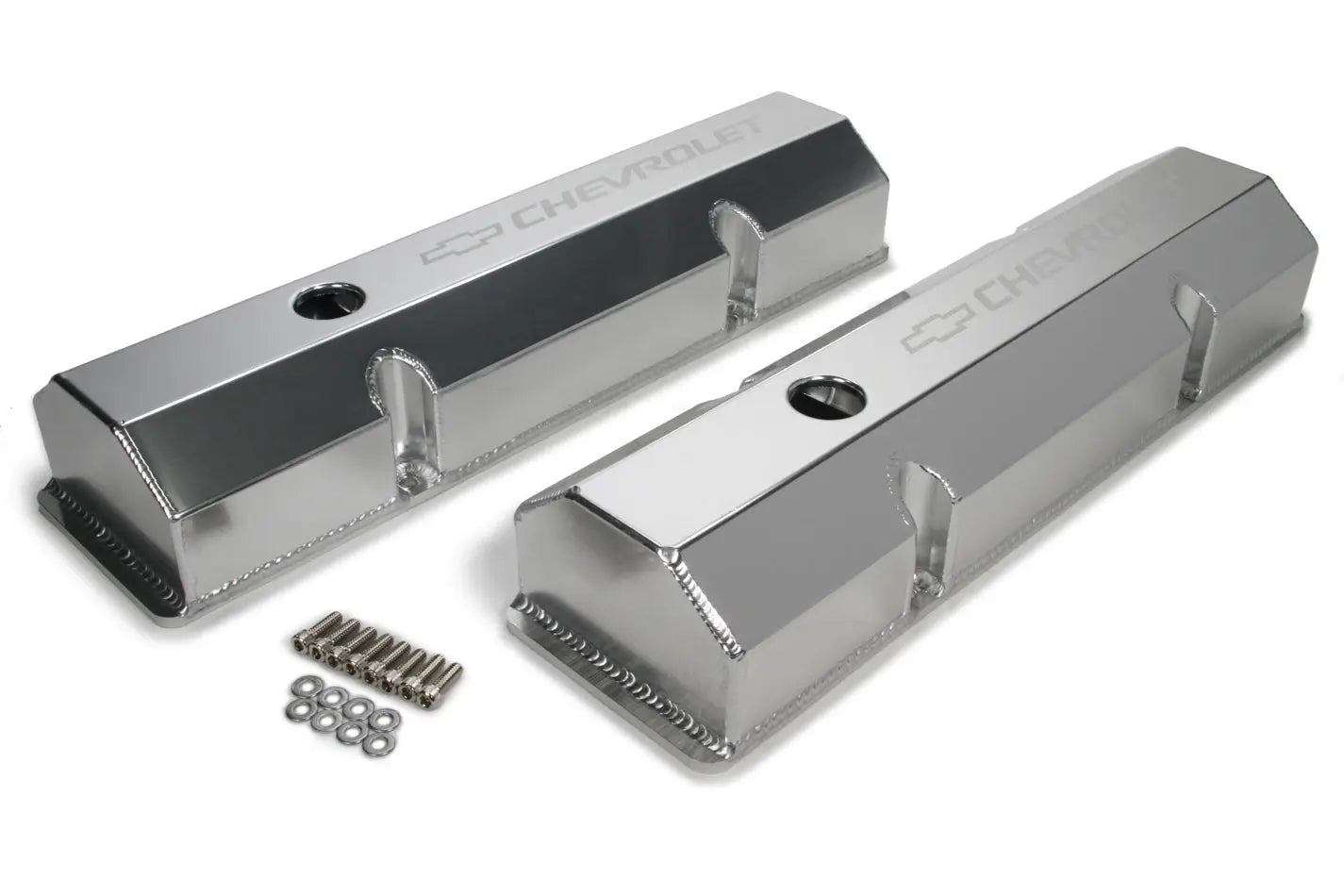 Holley Billet Rail Fab. Alm Valve Covers  w/Oil Cap - 241-287