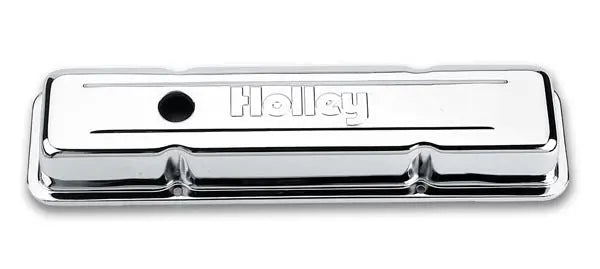 Holley SBC Chrome Valve Covers w/Holley Logo - Short - 241-80