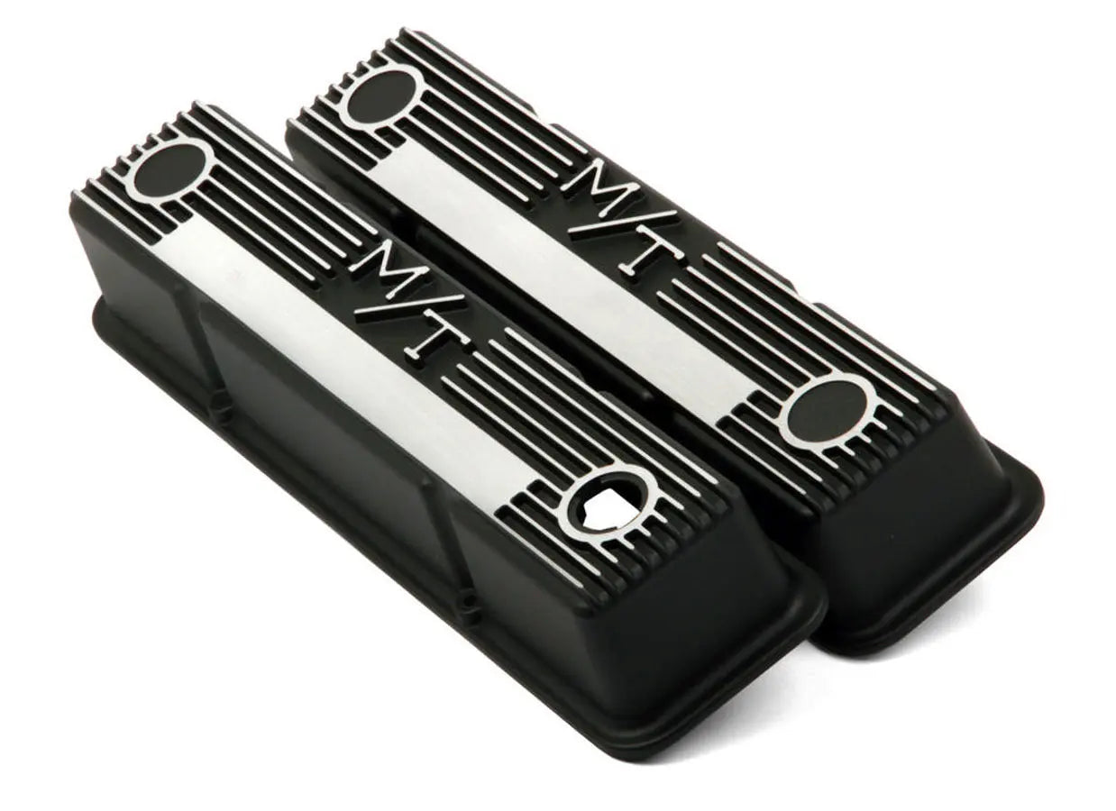 Holley SBC M/T Valve Cover Set - Black Krinkle - 241-83