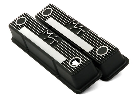 Holley SBC M/T Valve Cover Set - Black Krinkle - 241-83