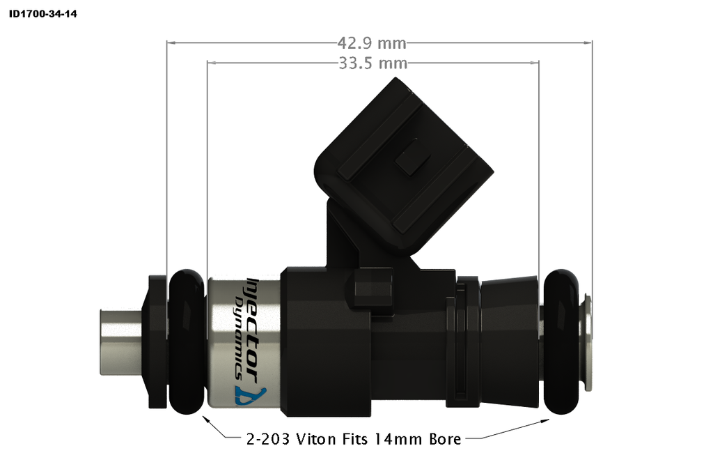 Injector Dynamics 2600-XDS Injectors - 34mm Length - 14mm Top - 15mm Lower O-Ring (Set of 8) - 2600.34.14.15.8