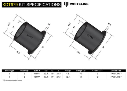 Whiteline 93-07 Subaru WRX/STI Rear Differential Mount Front Bushing Kit Whiteline