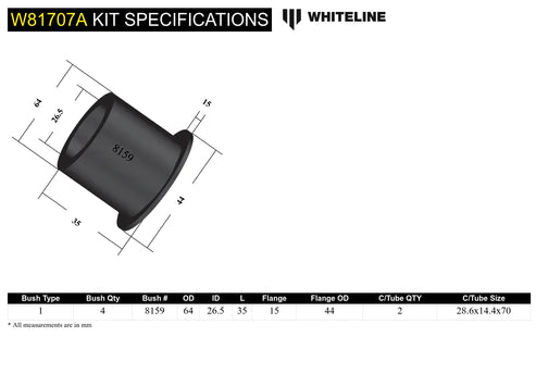 Whiteline Plus Nissan 240SX Front Radius Strut Rod Bushing Whiteline