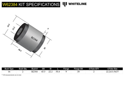 Whiteline W62384 Rear Lower/Upper Outer Control Arm Bushing Kit (Camber Adjustable) for 1992-2002 BMW 3 Series Whiteline