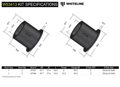 WhitelinPlus 05+ Mazda Miata/MX5 / 07/03+ RX8 Front Lwr Inner Front Control Arm Bushing Kit Whiteline