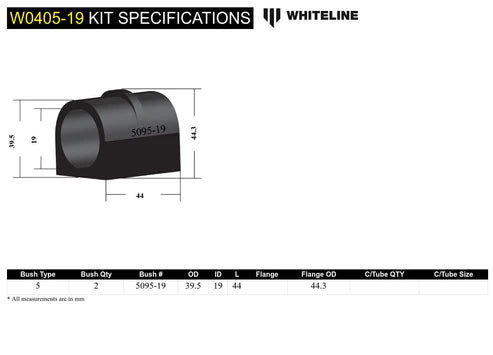 Whiteline W0405-19 Rear Sway Bar Mount Bushing Fits Select Subaru Models Whiteline