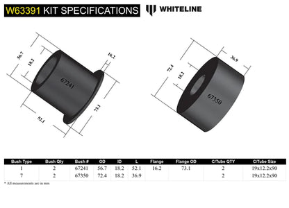 Whiteline W63391 Rear Axle Beam Bushing for 1994-1997 VW Golf/1993-1997 Jetta Whiteline