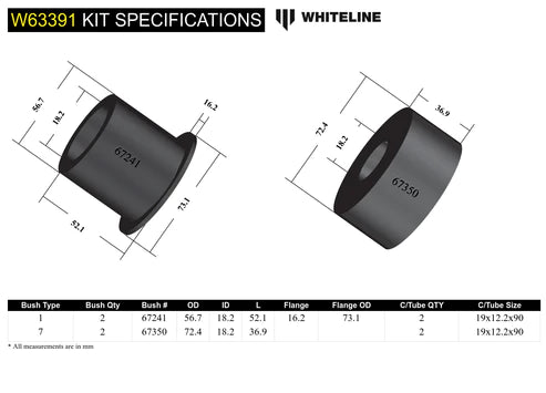 Whiteline W63391 Rear Axle Beam Bushing for 1994-1997 VW Golf/1993-1997 Jetta