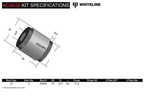 WHITELINE 2017 TESLA MODEL 3 / 2021+ TESLA Y RADIUS ARM LOWER - BUSHING KIT - KCA532