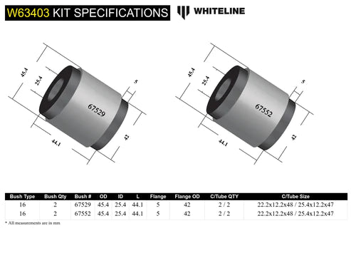Whiteline Plus BMW 05+ 1 Ser/3/05-10/11 3 Ser Front Control Arm - Upper Inner & Outer Bushing Kit Whiteline