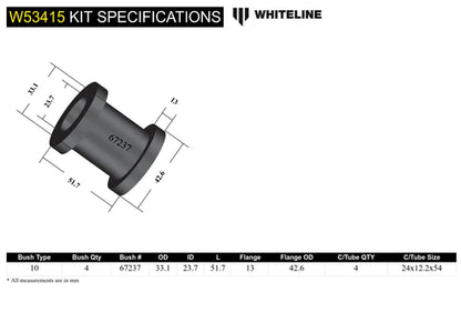 Whiteline W53415 Front Control Arm Upper Bushing for 2004-2011 RX-8, 2005+ Miata/MX5 Whiteline