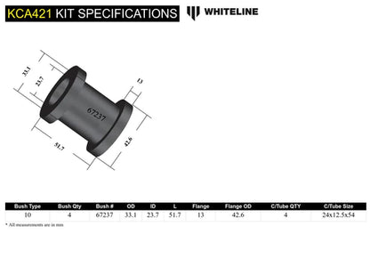 Whiteline KCA421 Front Camber Correction Control Arm Upper Inner Bushing for 2006-2015 Mazda Miata, MX5, 7, 2004-2011 Mazda RX8 Whiteline