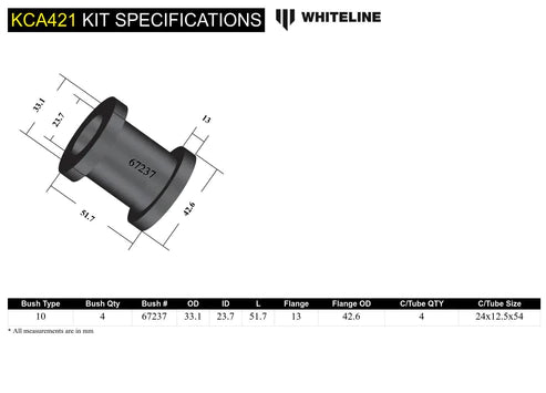 Whiteline KCA421 Front Camber Correction Control Arm Upper Inner Bushing for 2006-2015 Mazda Miata, MX5, 7, 2004-2011 Mazda RX8