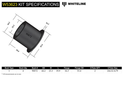 WHITELINE 06-13 LEXUS IS250 / 08-13 LEXUS IS350 FRONT CONTROL ARM LOWER INNER FRONT BUSHING KIT - W53623 Whiteline