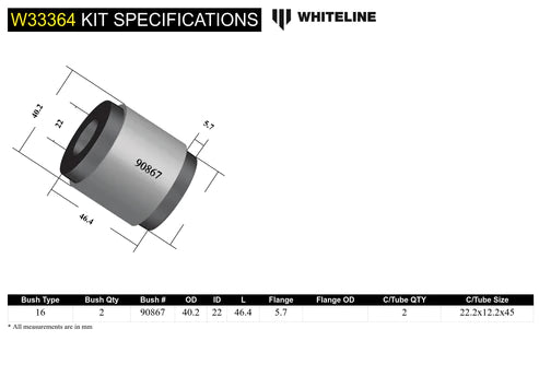 WHITELINE 2007+ NISSAN GT-R R35 FRONT SHOCK ABSORBER TO CONTROL ARM BUSHING - W33364 Whiteline