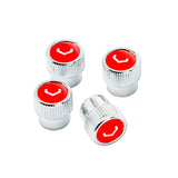 Vossen Classic V Valve Stem Cap Set - Chrome/Red