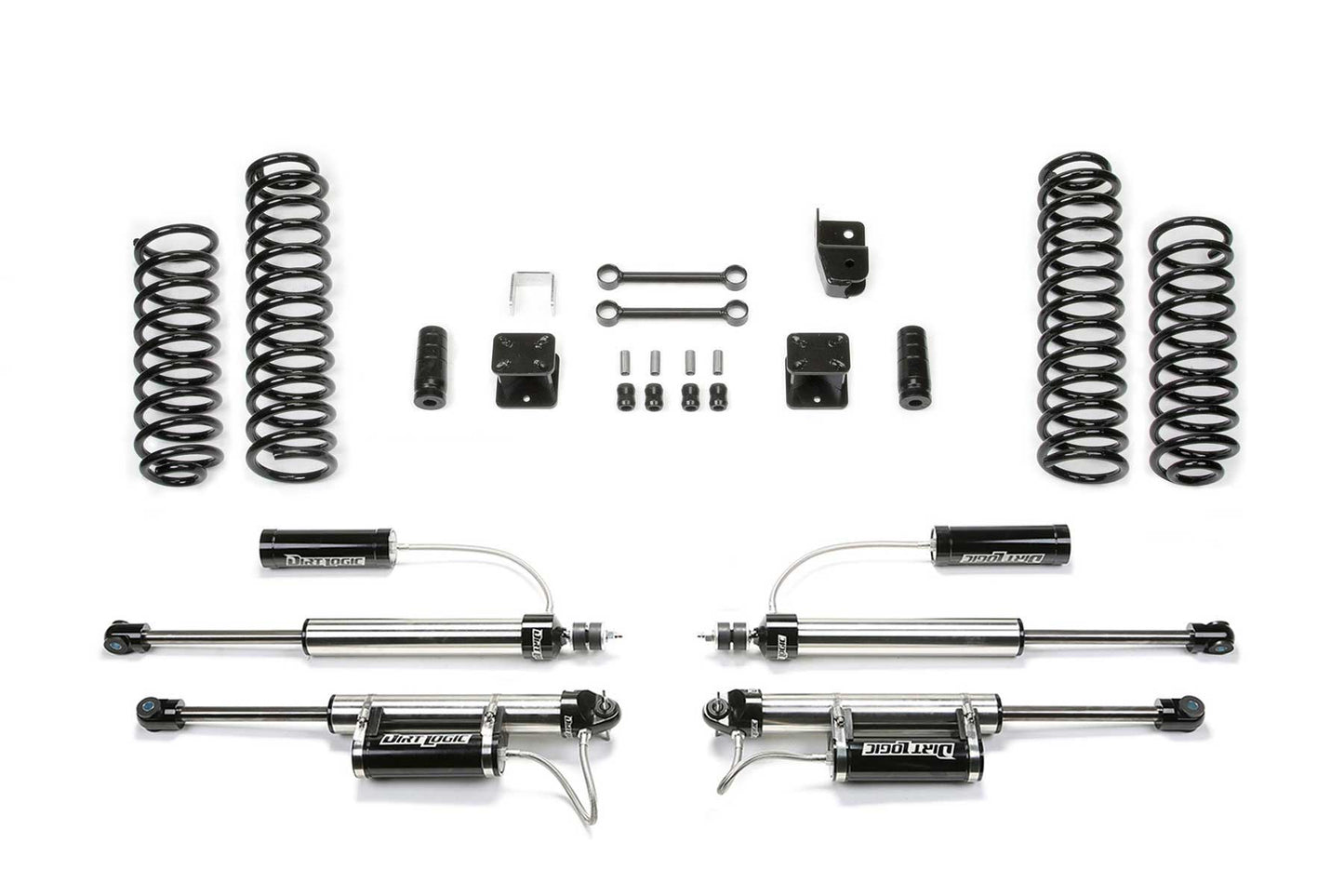 Fabtech 3in Sport Suspension System with Dirt Logic 2.25 Reservoir Shocks for 2007-2018 Jeep Wrangler JK Unlimited 4WD 4-Door (K4084DL)
