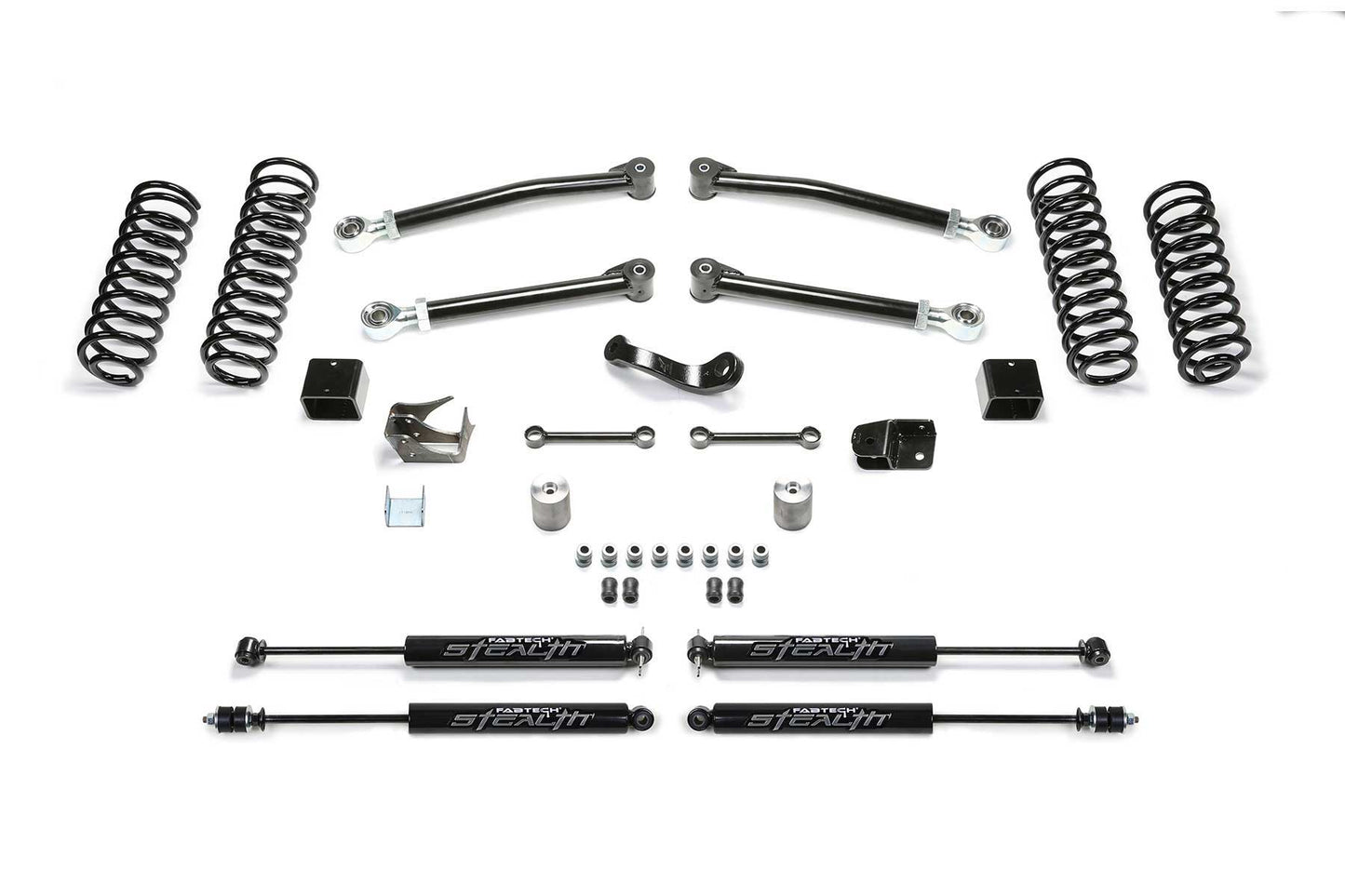Fabtech 3in Trail Suspension System with Stealth Shocks for 2007-2018 Jeep Wrangler JK 2-Door 4WD (K4089M)